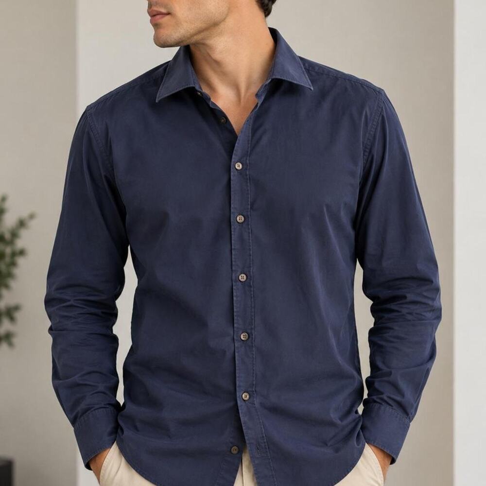 Etro navy blue cotton shirt